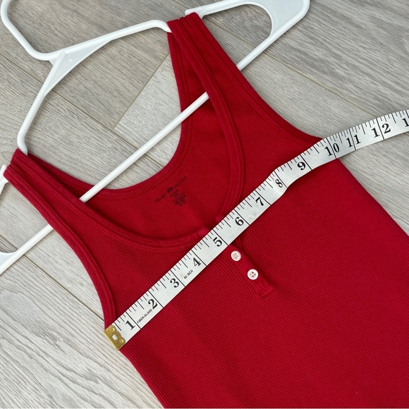 Brandy Melville Tank Top henley womens Red (one size) casual bright coquette - Picture 3 of 5